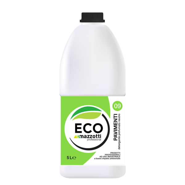 Eco Lavapavimenti 09 è un Detergente profumato per la pulizia dei pavimenti senza risciacquo