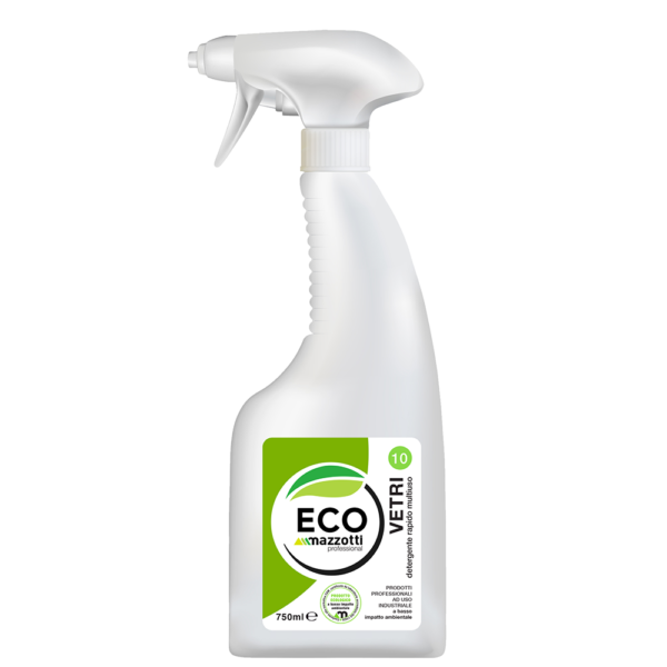 Eco Vetri 10 è un prodotto detergente rapido multiuso per vetri e altre superfici lavabili